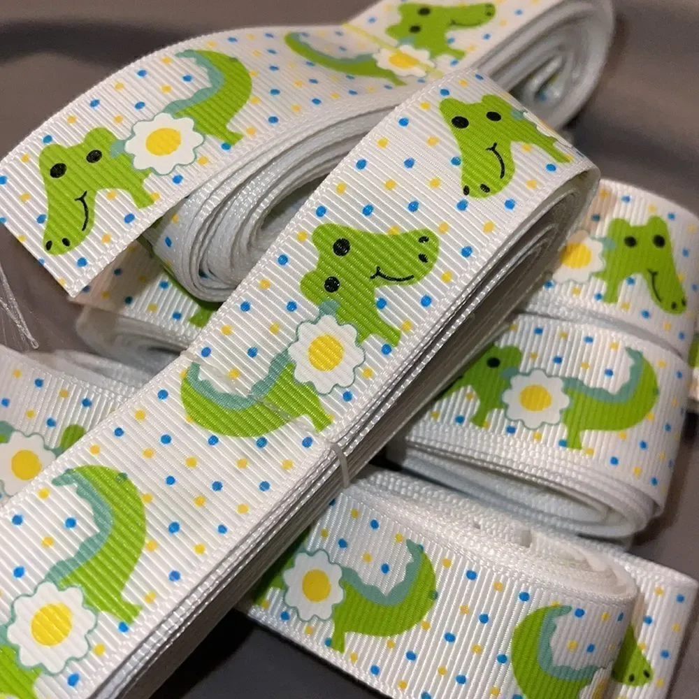 Grosgrain Ribbon 7/8” 5 yards 5/$20 Daisy daisies flower alligator crocodile NEW